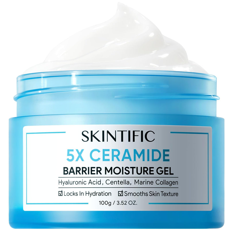 SKINTIFIC front jar showing clean packaging and moisturizer benefits