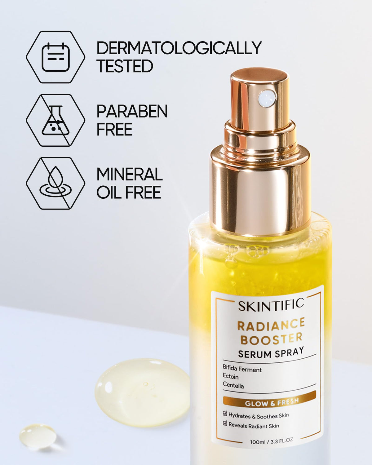 SKINTIFIC on vanity in lifestyle shot, suggests effortless daily use