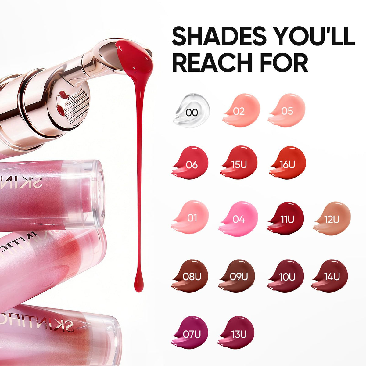 SKINTIFIC lifestyle model applying lip serum outdoors, instant shine and comfort