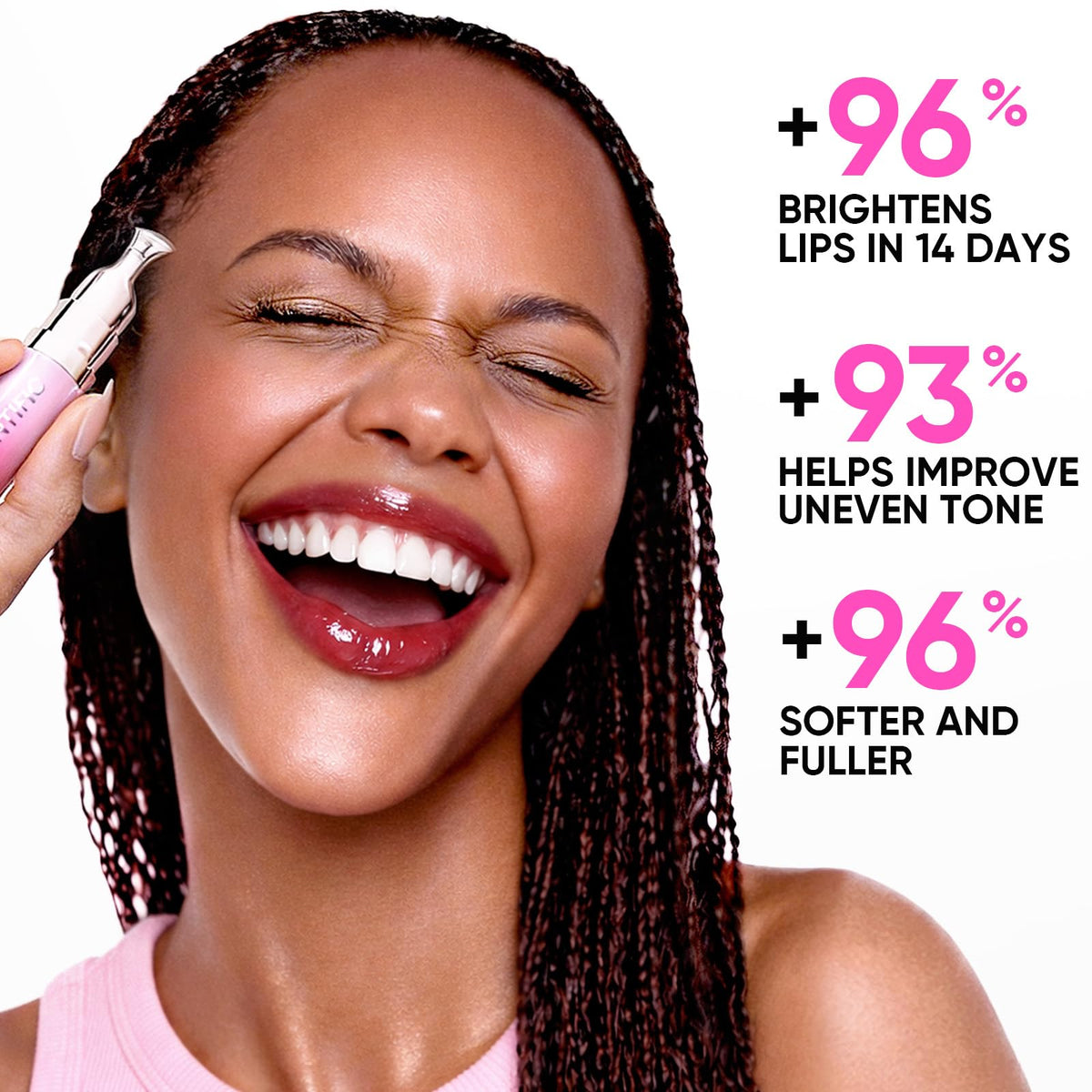 SKINTIFIC serum beside lipstick showing layering and shine enhancement