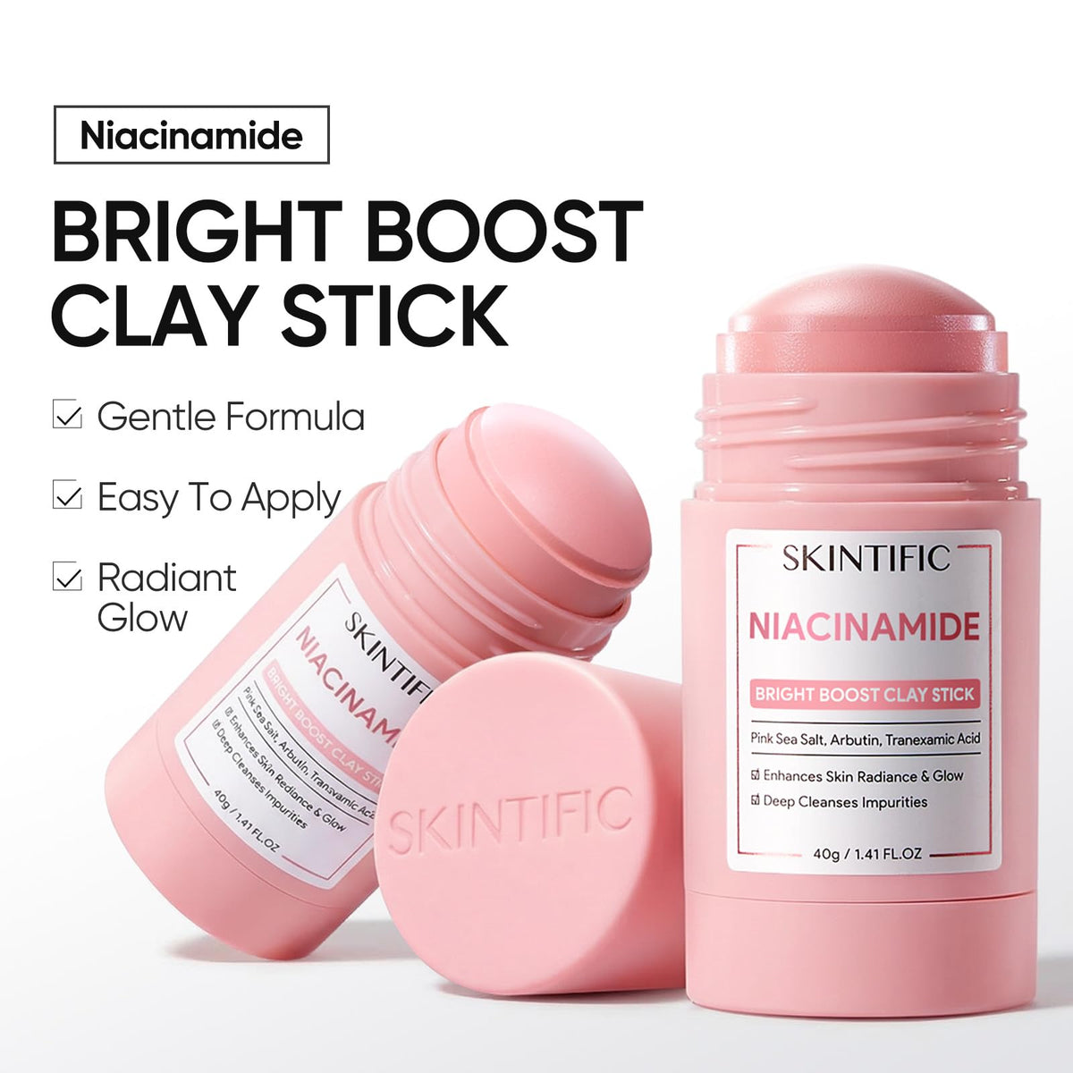SKINTIFIC applying mask stick to cheek for targeted pore-refining benefit