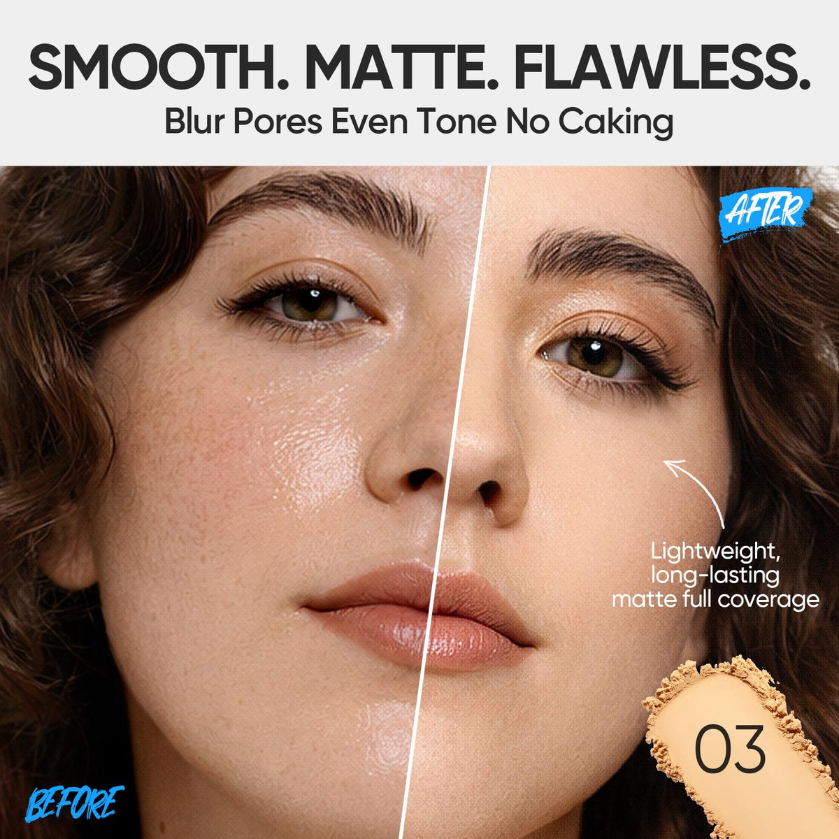SKINTIFIC open compact revealing the pressed powder and mirror for quick touch-ups