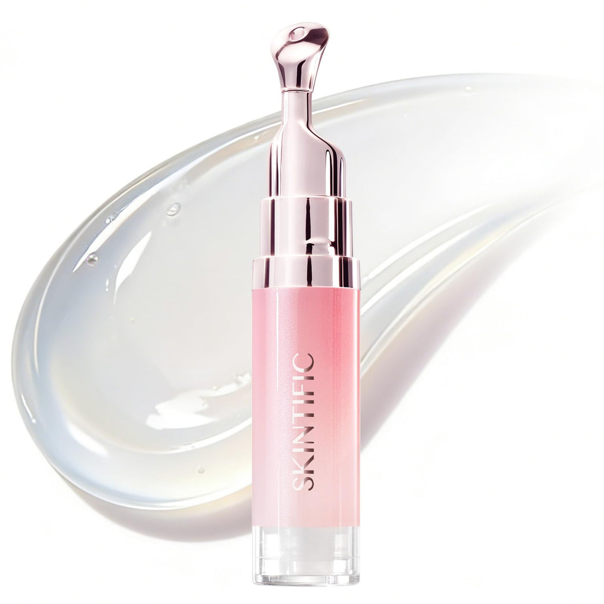 SKINTIFIC tube front view showing glossy clear finish and sleek packaging
