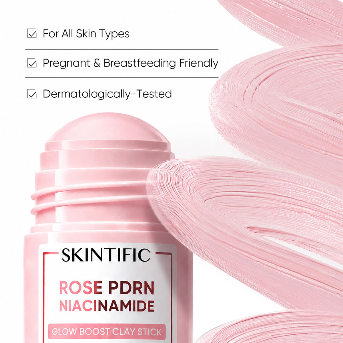 SKINTIFIC ingredient layout with niacinamide and brightening benefits