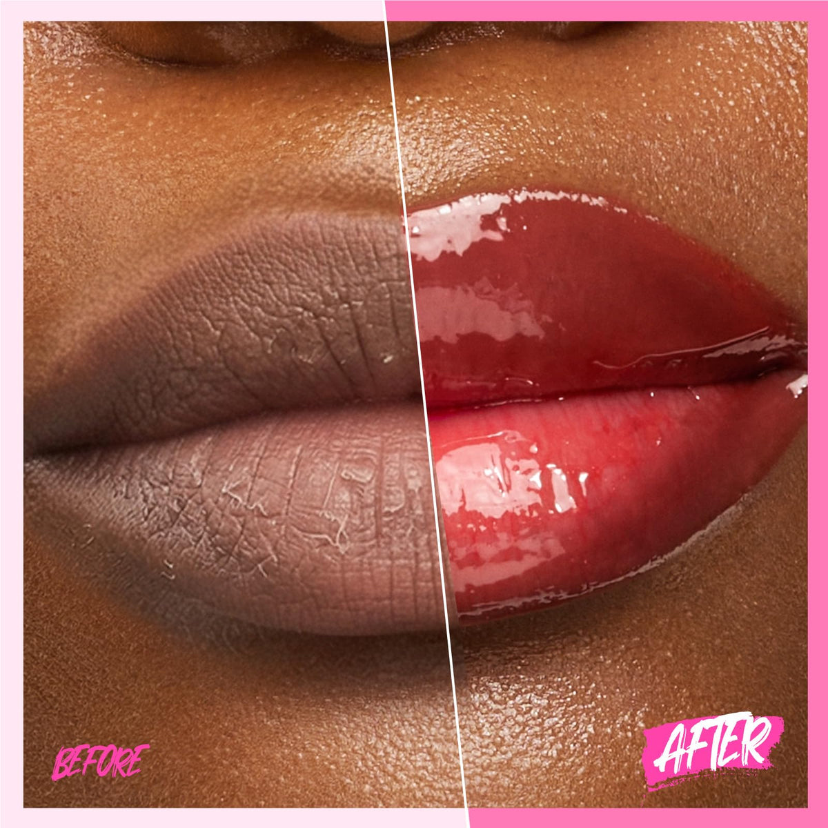SKINTIFIC serum being applied on lips adding sheer tint and glossy shine