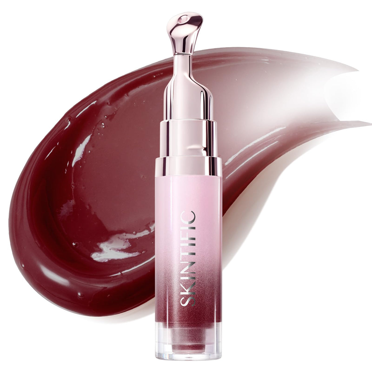 SKINTIFIC front packaging showing shade Toast Brick and glossy finish benefit