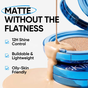 SKINTIFIC before and after face view demonstrating full coverage and matte effect
