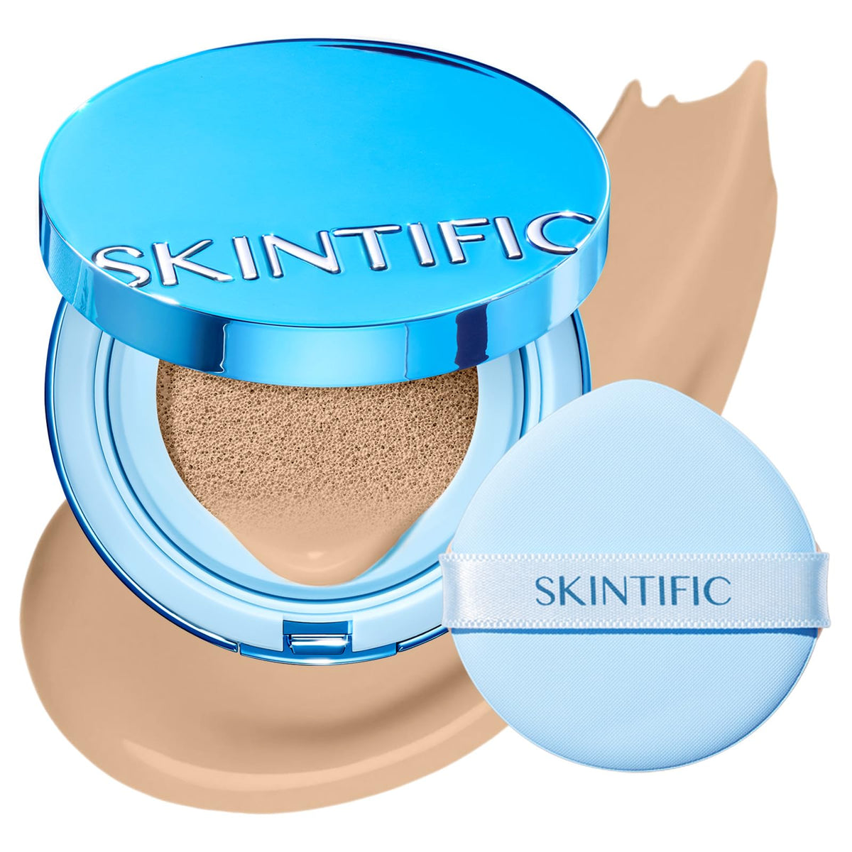 SKINTIFIC front packaging showing compact and branding for a clean matte finish