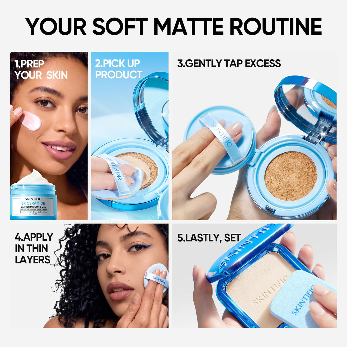 SKINTIFIC compact inside a handbag implying portability and all-day touch-up ability