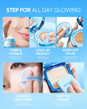 SKINTIFIC water-resistance demo with droplets showing waterproof, long-wear benefit