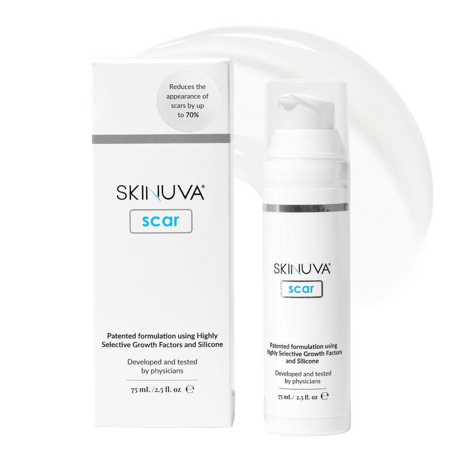 Skinuva front packaging showing product and clear benefits