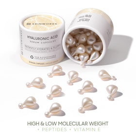 skinworks capsule beside nightstand lamp suggesting easy nightly use