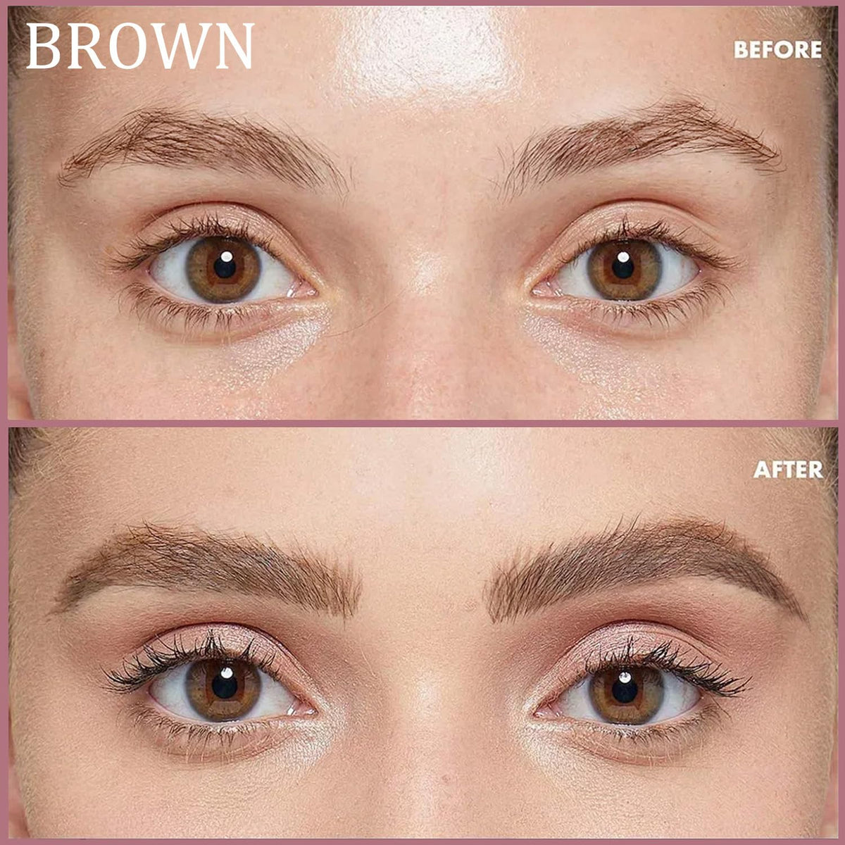 Sklight before and after lashes and brows showing fuller natural look
