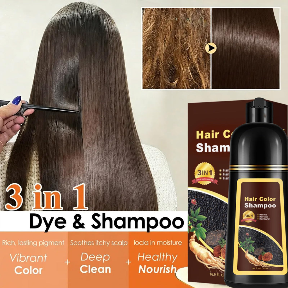 Sklight in-use application on hair showing root-to-tip color refresh