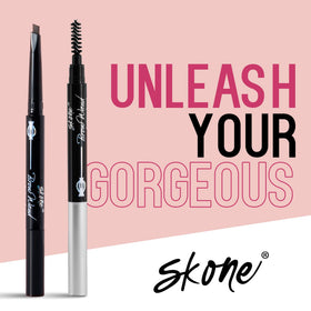 Skone Brow Wand held in hand to show compact size and travel convenience