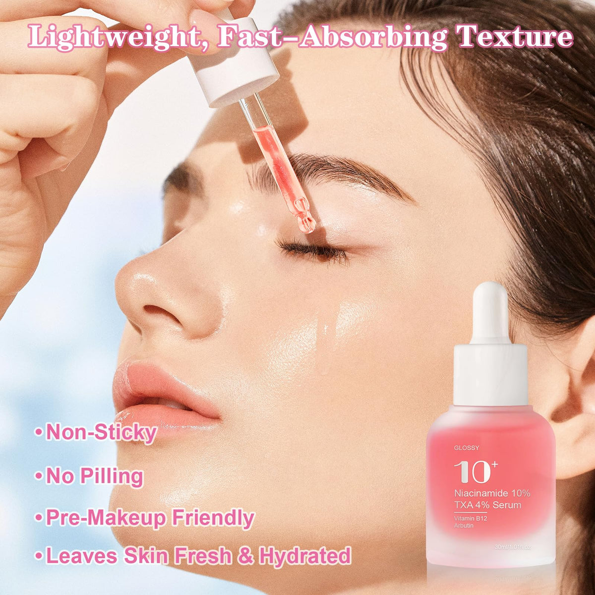 SKSOYT bottle beside hyaluronic acid and ceramide visuals showing hydrating barrier support benefit