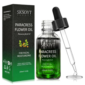 SKSOYT front packaging showing organic facial oil bottle and benefits