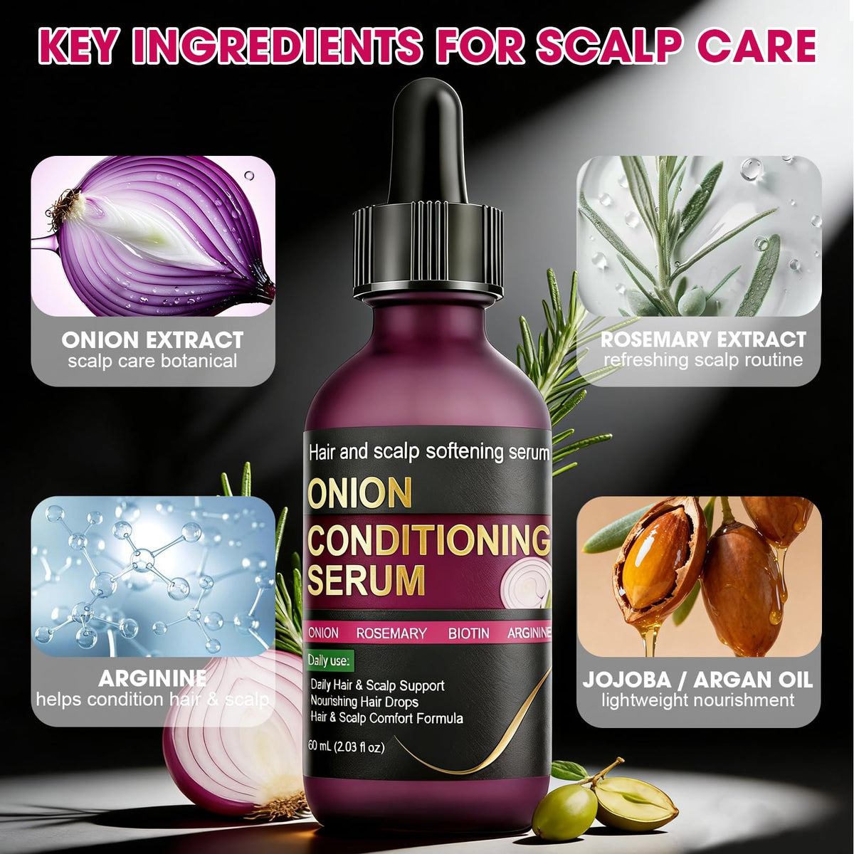 SKSOYT onion and rosemary ingredients arranged to highlight botanical blend