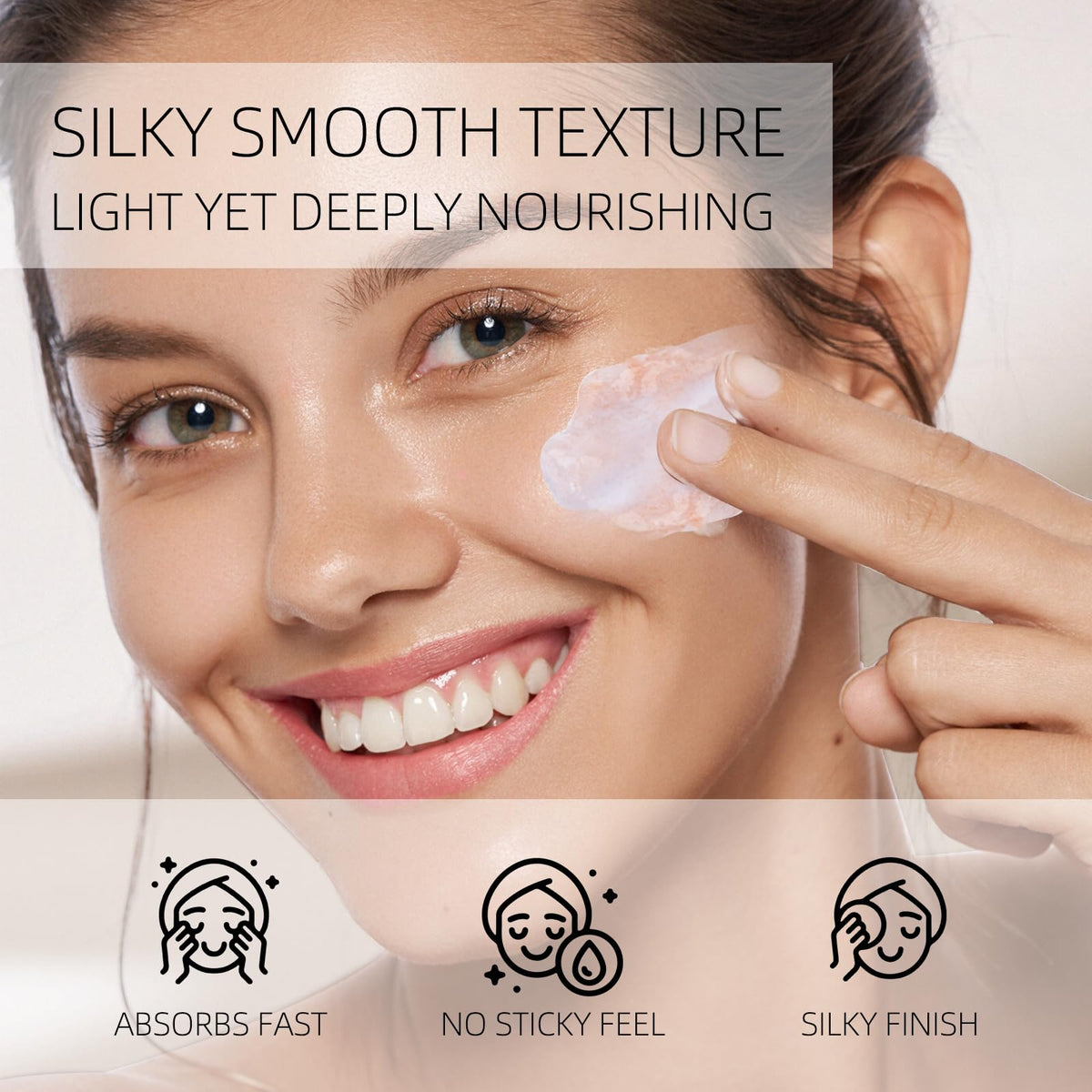 SKSOYT swatch on hand demonstrating hydration and quick absorbency benefit
