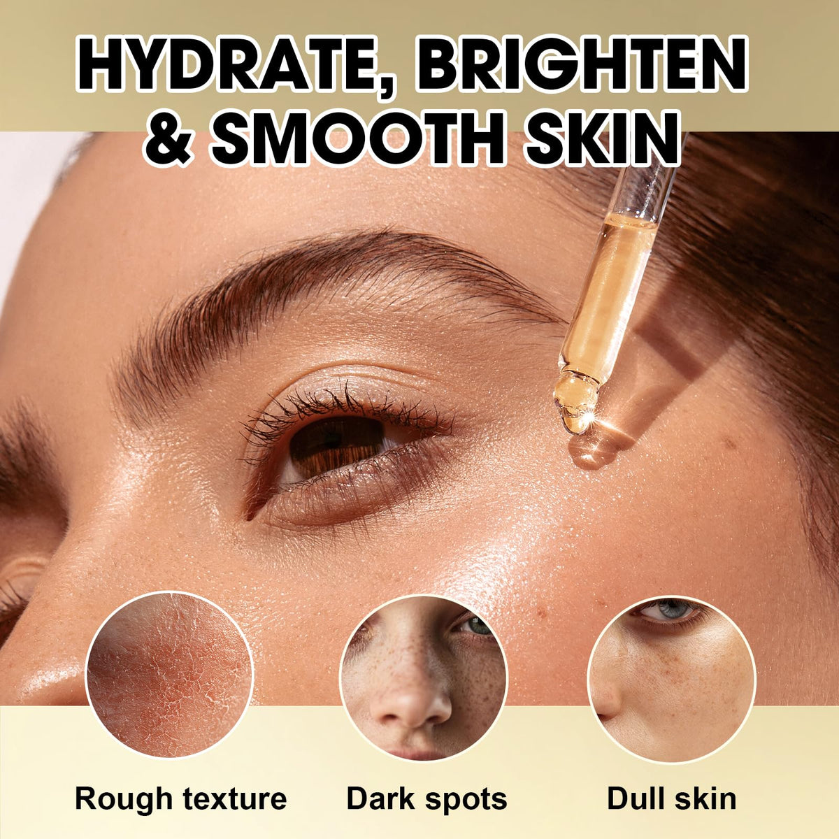 Hand with a few drops of SKSOYT oil demonstrating absorbent, non-greasy feel