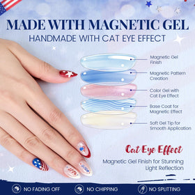SKUPHI summer lifestyle image wearing nails at a Fourth of July picnic for festive style