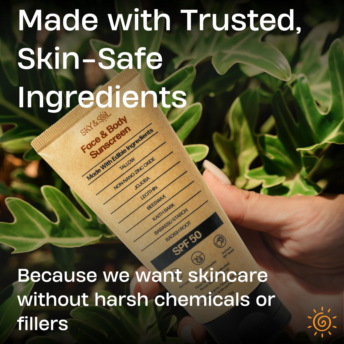 Sky and Sol application on face demonstrating even coverage under makeup
