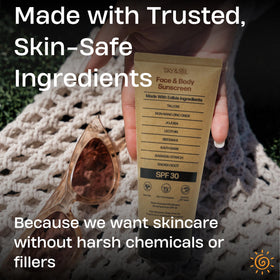 Sky and Sol application on face demonstrating non-greasy finish benefit