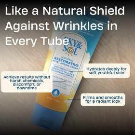 Sky and Sol cream on fingers demonstrating easy spread and immediate hydration