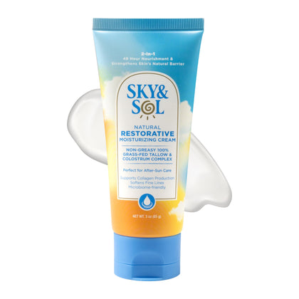 Sky and Sol jar front view showing minimalist label and natural moisturizer benefits