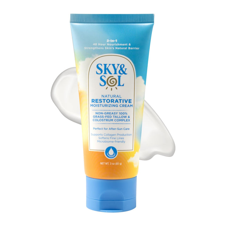 Sky and Sol jar front view showing minimalist label and natural moisturizer benefits