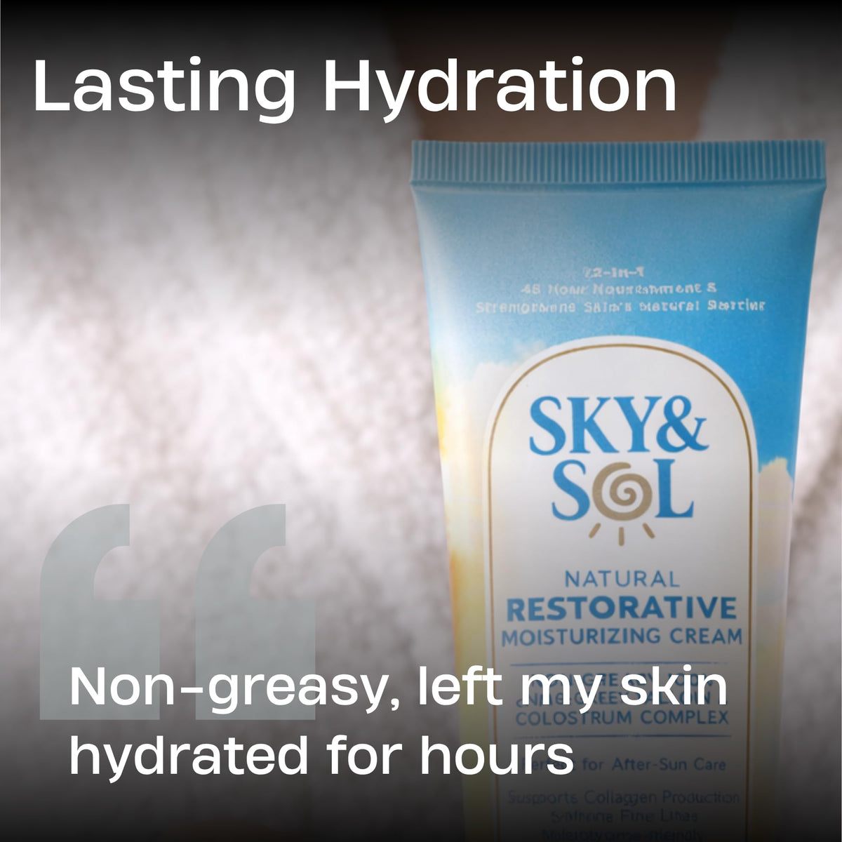 Sky and Sol jar on bathroom shelf in lifestyle scene showing daily skincare use
