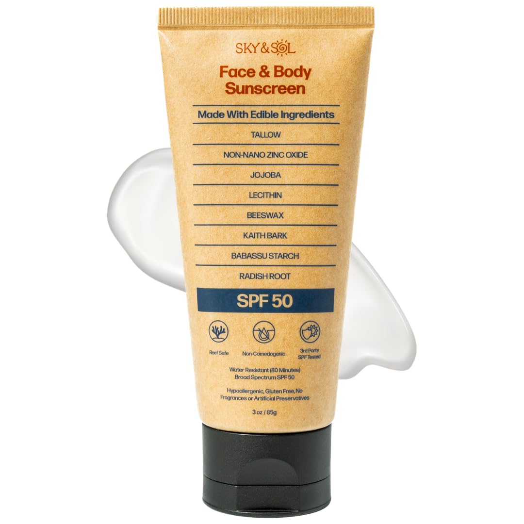 Sky and Sol front packaging showing SPF 50 and reef-safe benefits
