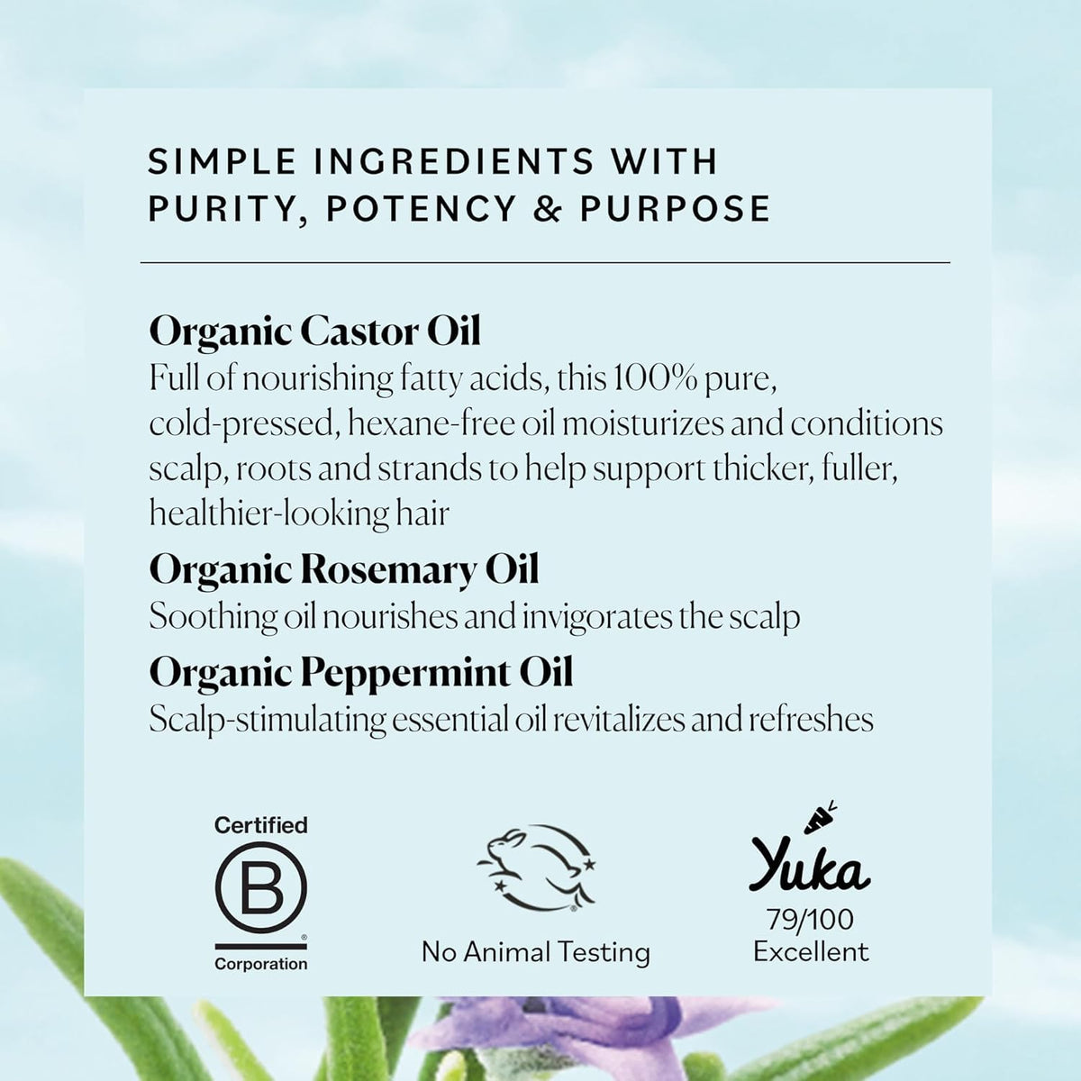 Droplets of Sky Organics on scalp illustrating targeted nourishing application
