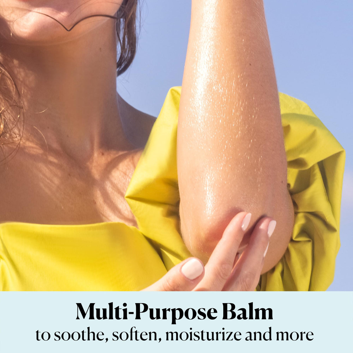 Sky Organics close-up of balm texture in jar, highlights creamy moisturizing texture