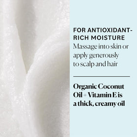 Sky Organics open jar with smooth oil surface, showcasing natural unrefined coconut oil