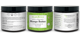 Bathroom shelf with Sky Organics mango butter showing everyday skincare routine