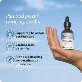 Sky Organics oil texture on palm, lightweight absorbent appearance