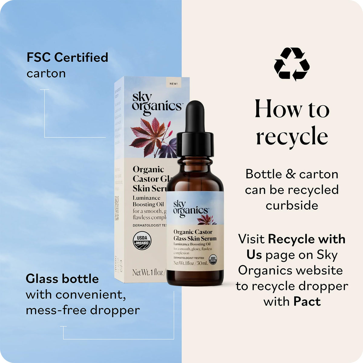 Sky Organics product with its box in a flatlay to show packaging and ingredient list