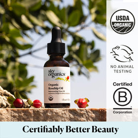 Sky Organics label detail highlighting USDA Organic and cruelty-free certifications
