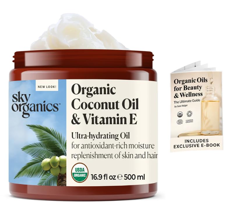 Sky Organics pouring oil texture close-up, highlighting creamy consistency and hydration