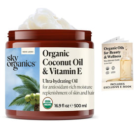 Sky Organics pouring oil texture close-up, highlighting creamy consistency and hydration