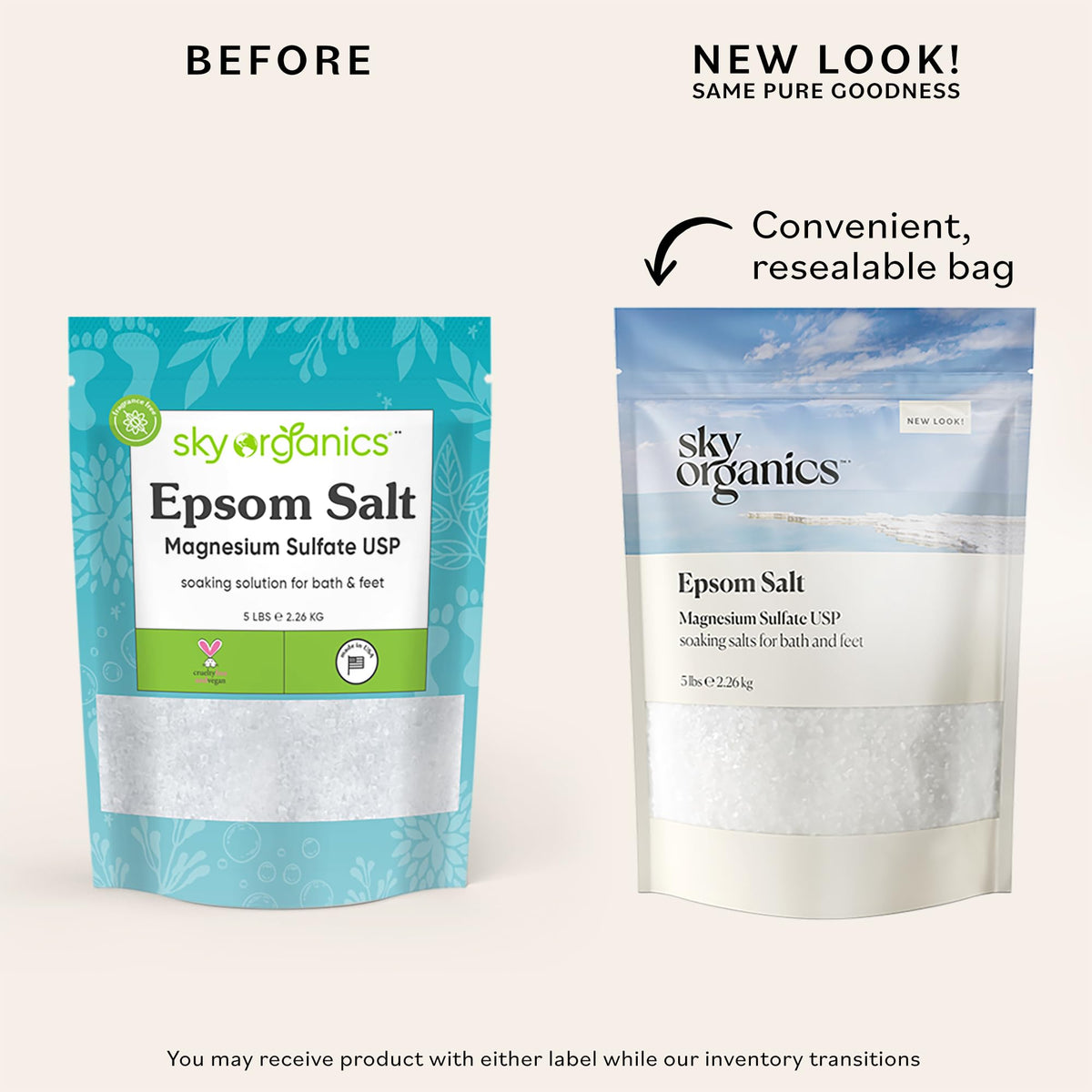 Sky Organics resealable zipper detail preserving salt freshness and preventing clumps