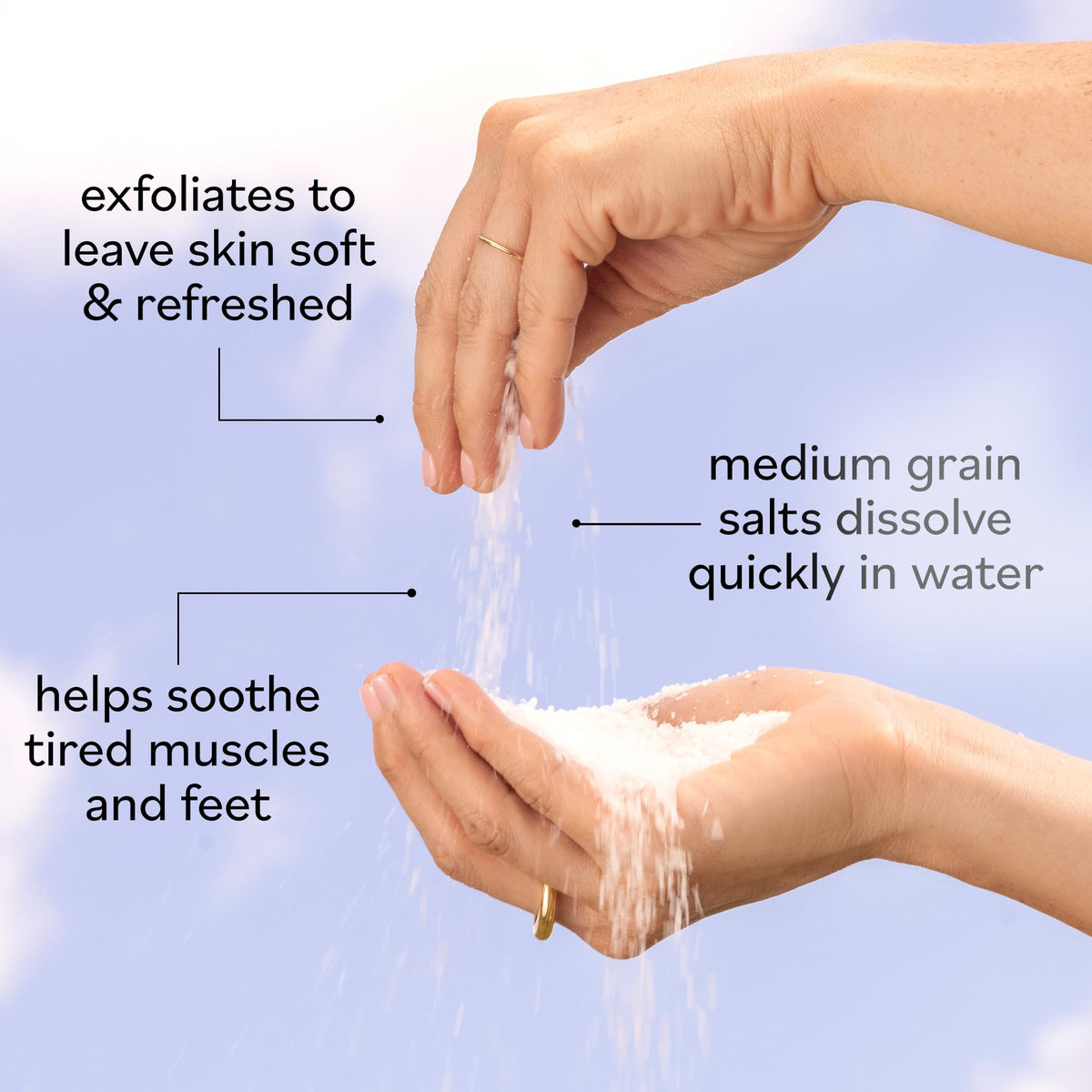 Sky Organics scoop with salts shows portioning for accurate bath and foot soak measurements