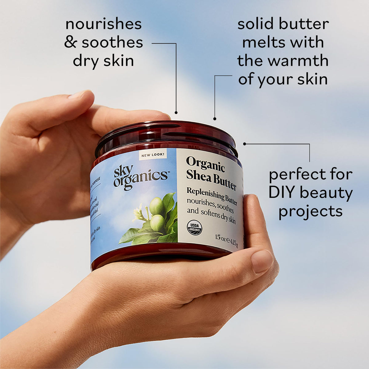 Sky Organics shea butter with carrier oils and beeswax for mixing DIY skincare recipes and versatility