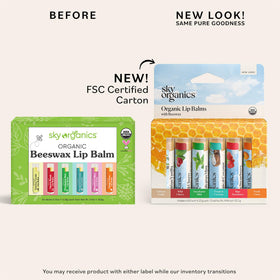 Sky Organics six tubes arranged to display all flavors and variety for easy selection
