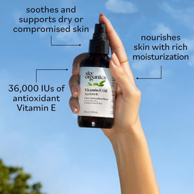 Sky Organics bottle beside common items to show true size
