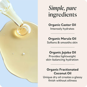 Sky Organics serum texture on palm showing lightweight, non-greasy absorbent finish