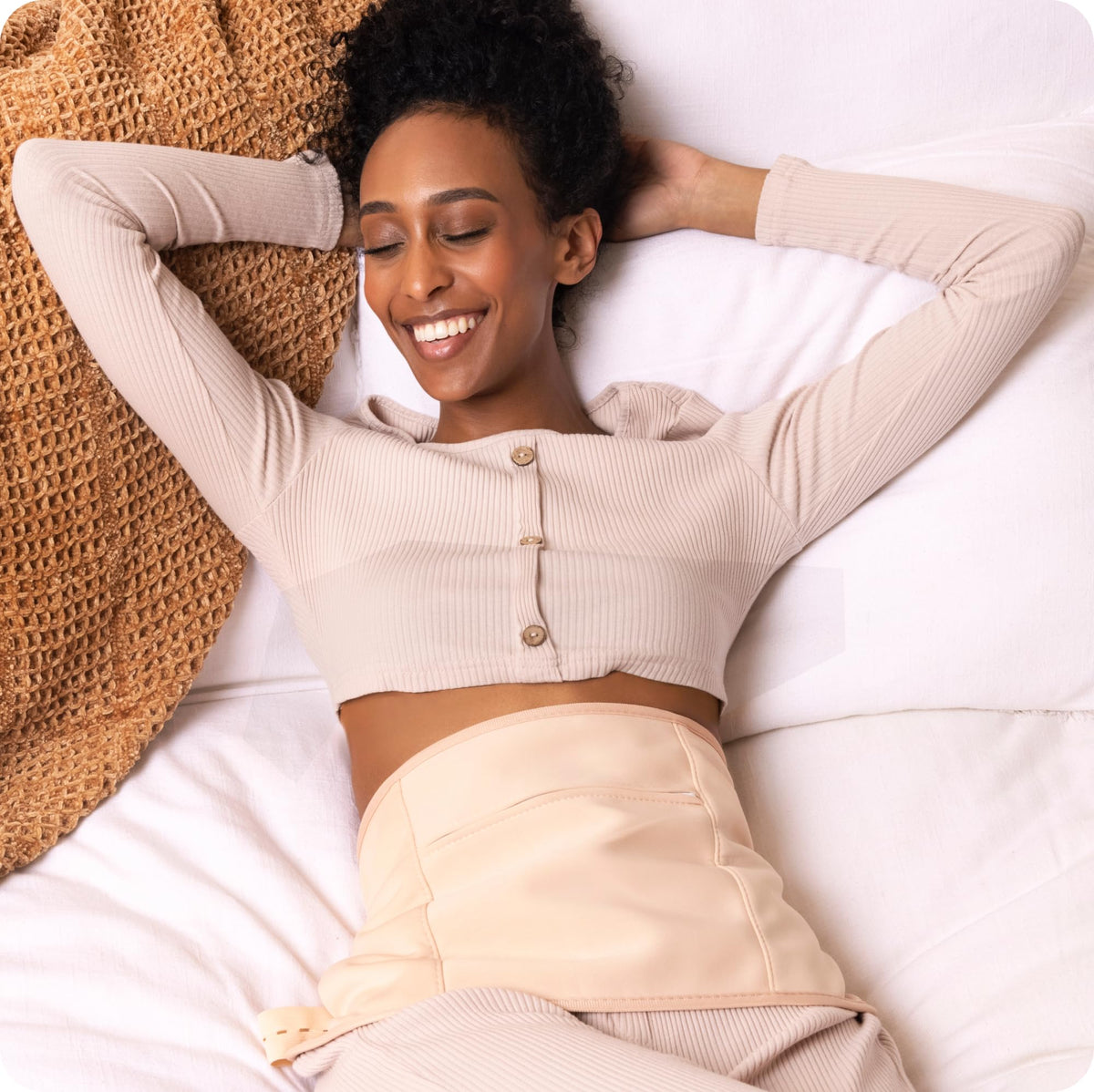 Sky Organics wrap applied to abdomen demonstrating targeted topical convenience