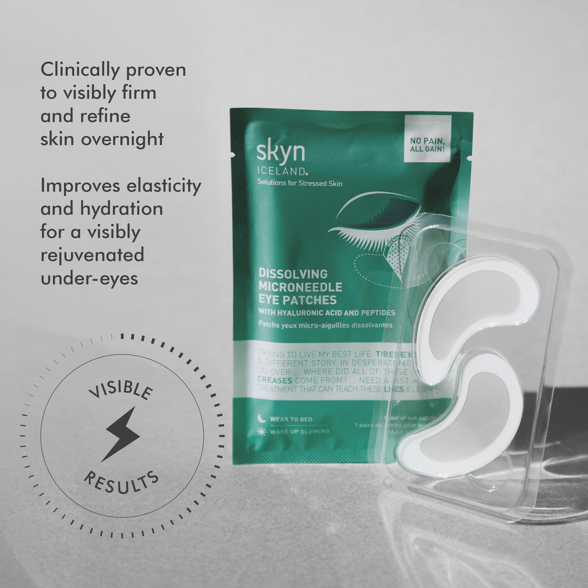 skyn ICELAND close-up of dissolving microneedles highlighting precise topical delivery