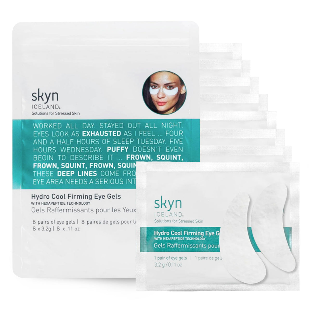 Skyn ICELAND front packaging showing 8 pairs and cooling claims